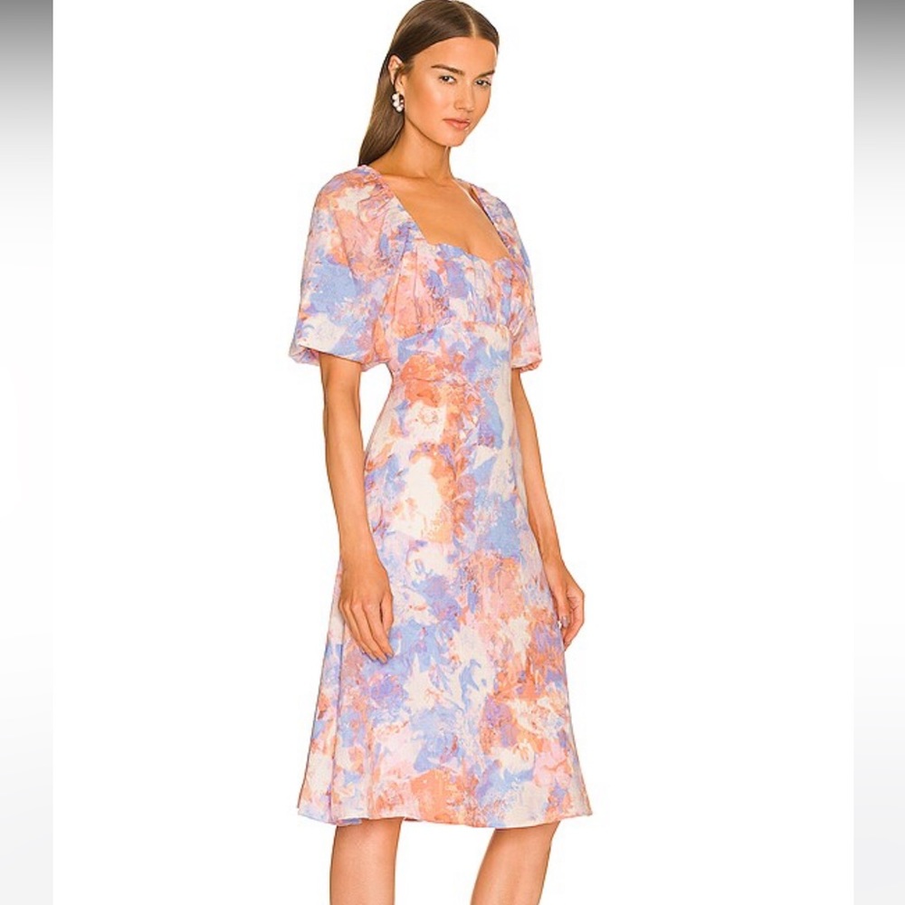 BCBGeneration Open Back Midi Dress in Abstract Tie Dye Large